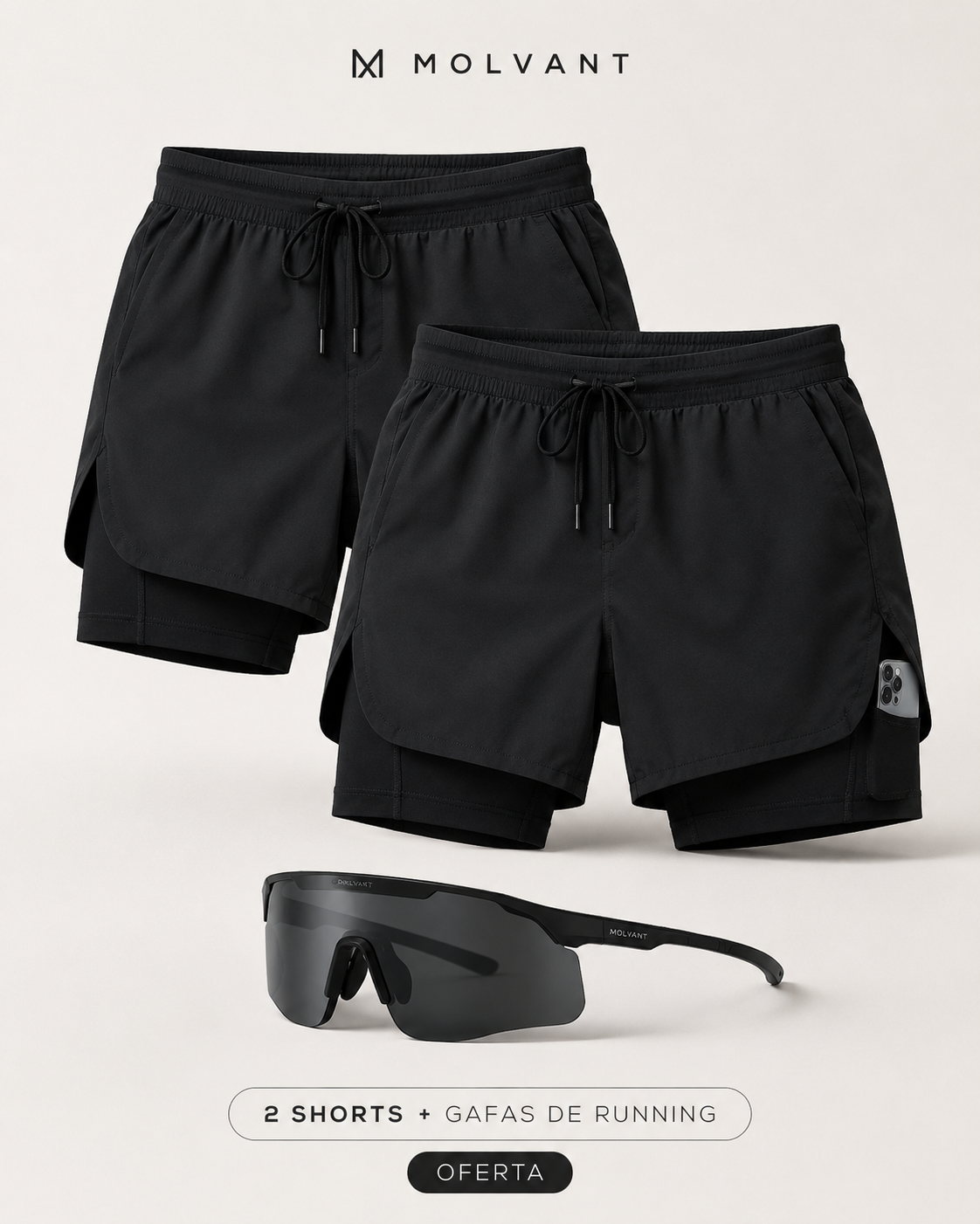 Pantalón corto 2 en 1 hombre | Short running con malla interior