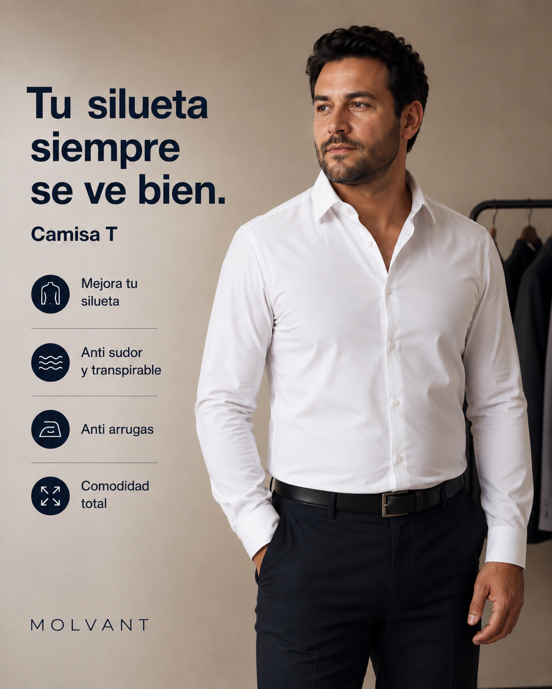 Camisa Tech | Sin arrugas, elástica y transpirable