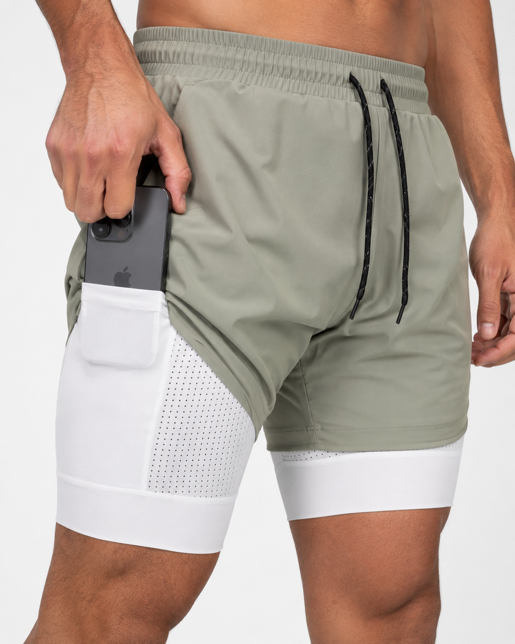 Pantalón corto 2 en 1 hombre | Short running con malla interior