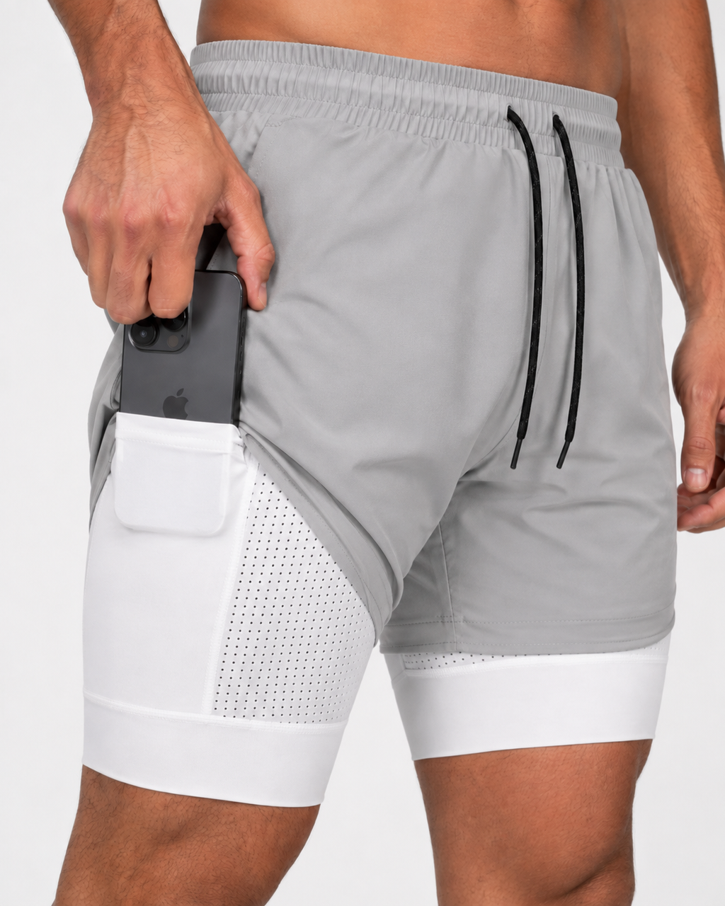 Pantalón corto 2 en 1 hombre | Short running con malla interior